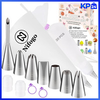 Spritzbeutel Set 33-Teilig Mit Edelstahl TüLlen FüR Kuchen Und Torten