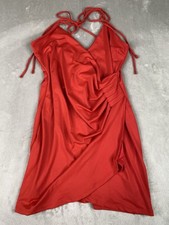 Fashion Nova Women’s Large Red Bodycon Mini Dress Wrap Stretch V-neck Strappy