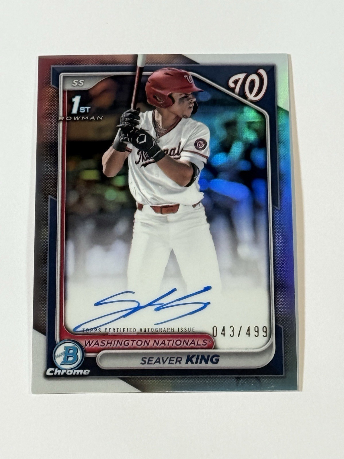 SEAVER KING 2024 BOWMAN CHROME DRAFT 1ST AUTOGRAPH REFRACTOR AUTO 043/499