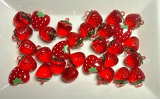 Strawberry Shaped Acrylic Pendant  Beads 30p Mix 