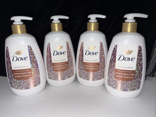 4 BOTTLES--Dove MARSHMALLOW + WARM VANILLA HAND WASH, Winter scent 12 oz each