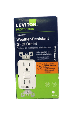 #ad Leviton GFWT1 KW Weather Resistant GFCI Outlet 15A 125V White NEW $14.99
