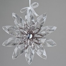 Deko-Hänger Blüte Blume Acryl farblos taupe 3D Optik L/ B 25cm formano