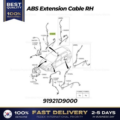 ⭐Genuine⭐ ABS Extension Cable RH 91921D9000 for Kia Sportage | eBay