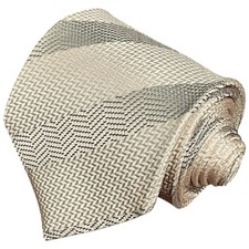 GIORGIO ARMANI Silk Tie Ivory  Gray Striped Geometric Made in Italy 508