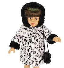 Black And White Leopard Print Coat Purse Fits 18" American Girl Doll Clothing