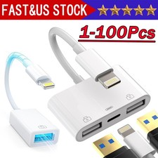 For IPhone To Dual USB 3.0 Camera OTG Adapter With Charging Port For IPad Lot