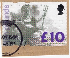 QEII £10 STAMP ISSUED 2nd MARCH 1993 VERY FINE USED ON PIECE