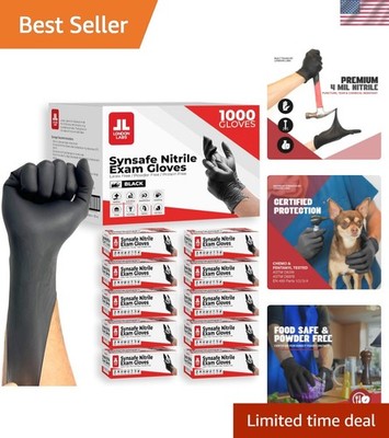 Synsafe 4 Mil -Black Nitrile Exam Gloves  Disposable Latex Free & Powder Free...