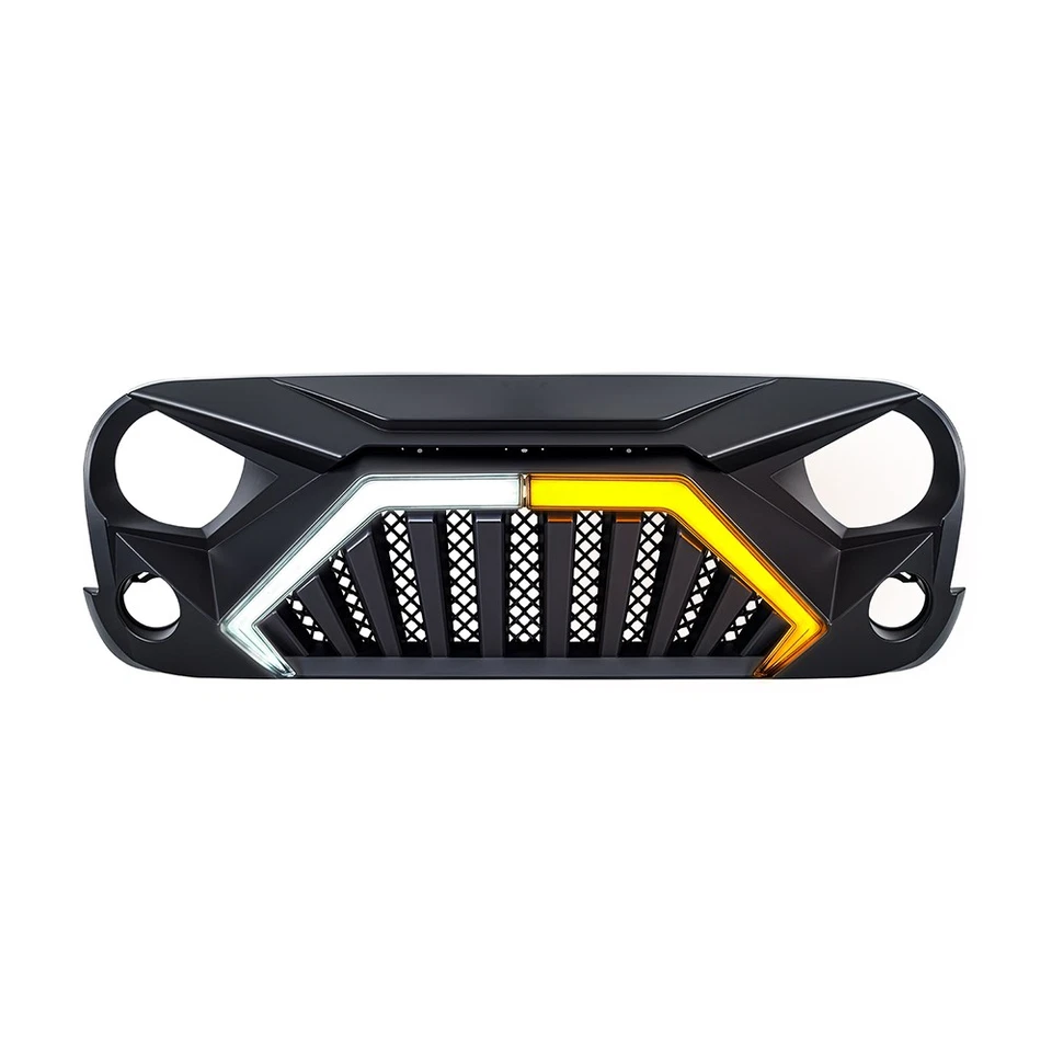 Rejilla delantera Goliath con DRL y luces individuales giratorias para Jeep Wrangler JK JKU 07-18 Foto 4 de 4