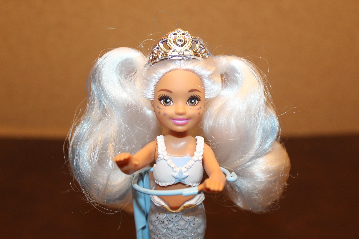 Barbie Color Reveal Mermaid Chelsea Doll Silver White Hair Blue