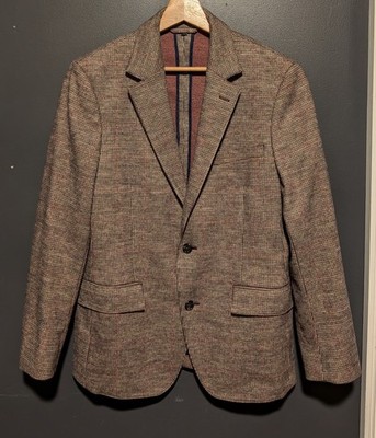 Bonobos Men's Wool Blend Flannel Plaid Check Blazer Sports Coat Brown Size 40S