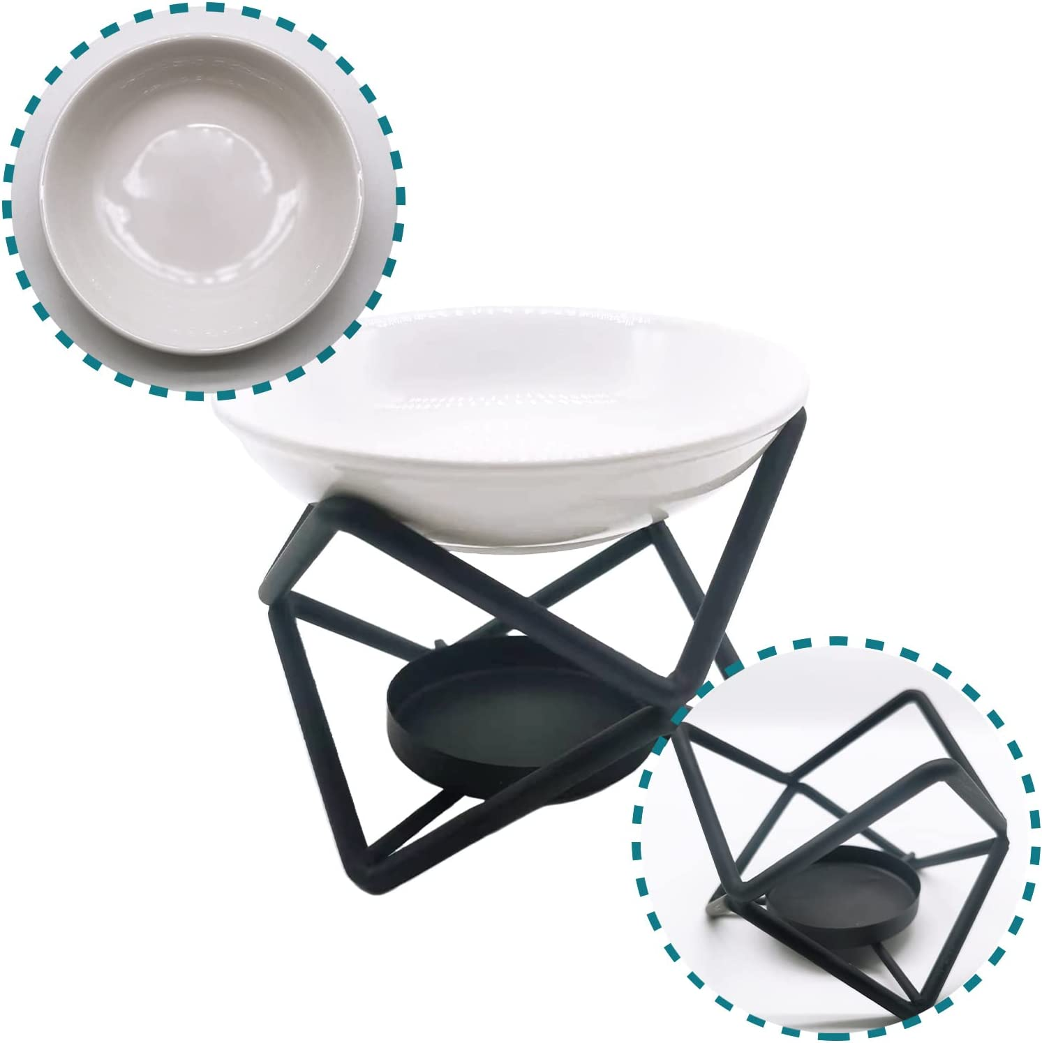 Geometric Metal Oil Burner Delicate Gold Candle Wax Warmer Ceramic