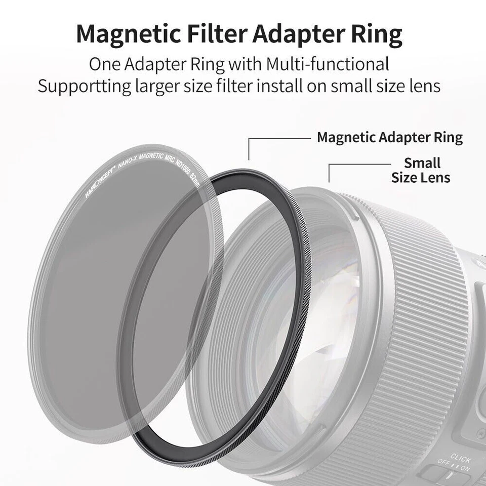 K&F Concept 58mm-77mm Magnetic Filter Adapter Ring Step Up Rings - Image 2 of 4
