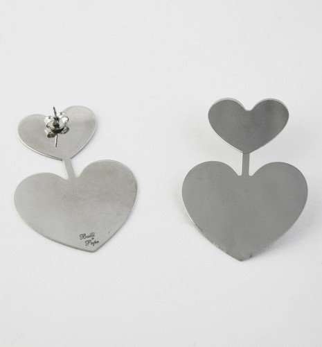 Orecchini Bulli&Pupe Bijoux in argento rodiato con elementi cuore - Foto 2 di 2