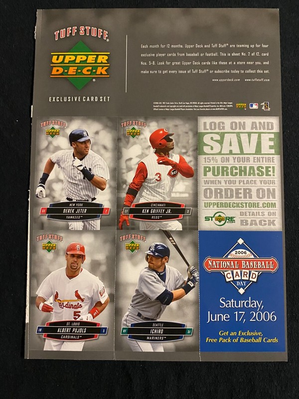 Jeter-2006 Tuff Stuff Upper Deck Exclusive BB 4 cardset-Ichiro, Griffey, Pujols