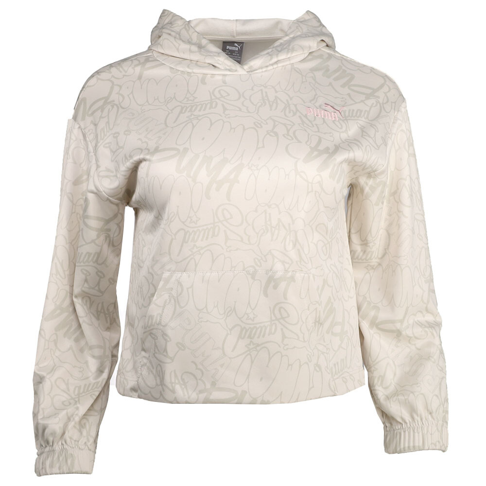 Пуловер в клетку Puma Vibe с капюшоном для молодых девушек, бежевая повседневная верхняя одежда 94234802