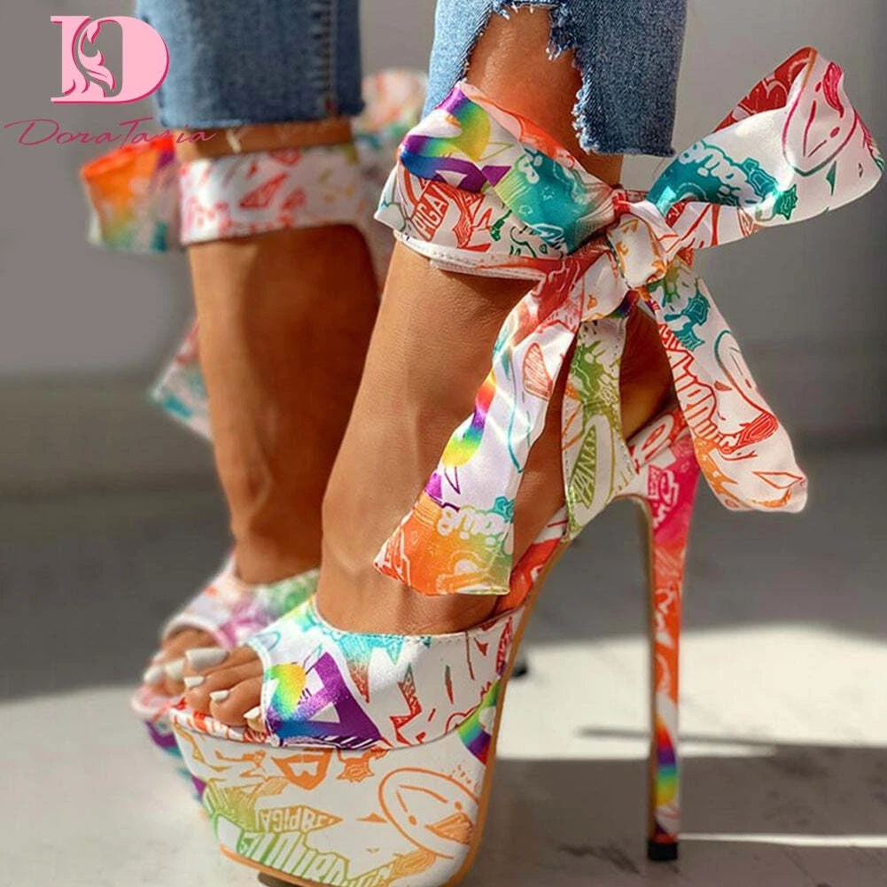 White Floral Print Heels - Ankle Strap Heels - Single Sole Heels - Lulus