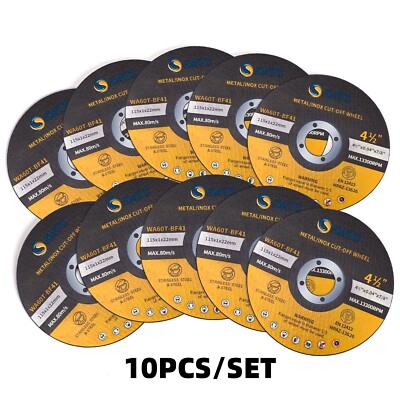 10 Pack Metal & Stainless Steel Cut Off Wheels 4-1/2'' Angle Grinder Cutting Disc