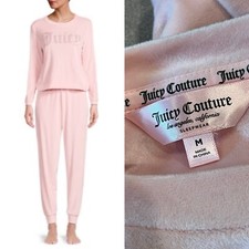 Juicy Couture Pink 2pc Studded Velour Sleepwear/Pajama/Loungewear Set Size M
