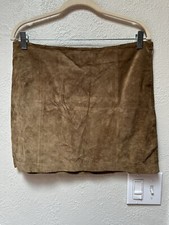 Polo Ralph Lauren 100 Cow Leather Brown Suede Mini Skirt Women's Size 10 EUC