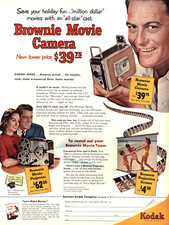 1953 KODAK BROWNIE MOVIE CAMERA MOVIE PROJECTOR VINTAGE PRINT AD