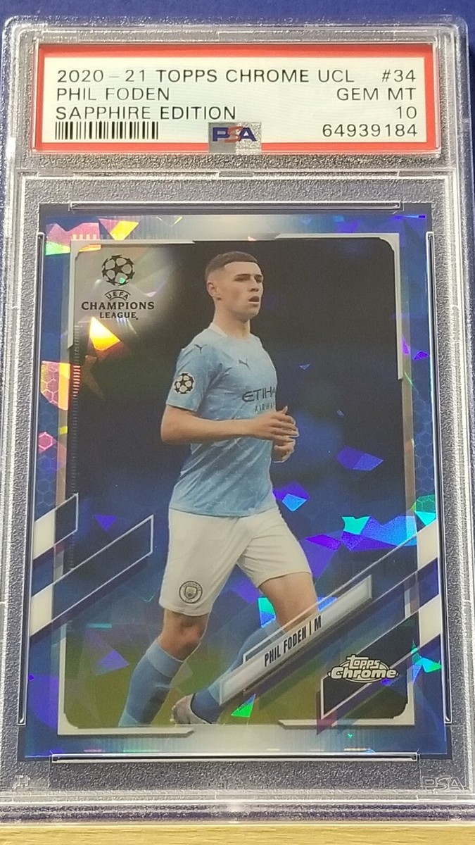 Phil Foden - 2020 Topps Chrome Champions League Sapphire PSA Phil Foden - 2020 Topps Chrome Champions League Sapphire PSA