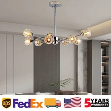 28'' Modern K9 Crystal Chandelier Chrome Sputnik Pendant 9 Light Ceiling Fixture