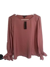 Banana Republic Women Long Sleeve Blouse Size S Mauve Ruffle Cuff CHIC STYLISH