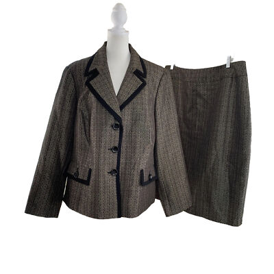 Jones Studio Separates 2 Pc Skirt Jacket Suit Size 16W Metallic Tweed NEW NWT