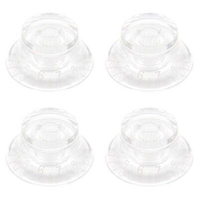 4Pcs Acrylic Top Hat Guitar Volume Tone Speed Control Knobs Clear/White numbers