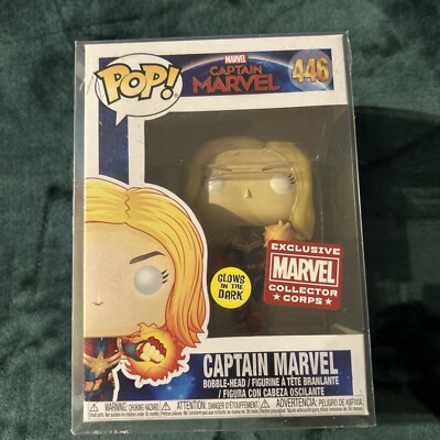 Funko Pop Captain Marvel #446 Collector Corps Exclusive Vinyl Figure Glow 