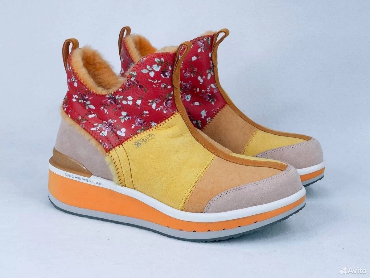 NEW Women's Deckers X Lab Boots Ko-Z Snpr Mid Wedge Yellow