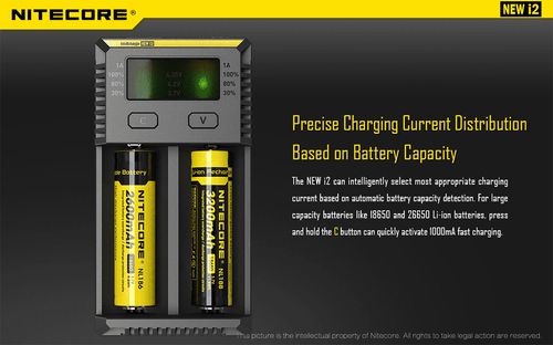 NITECORE Nuovo caricatore i2 con 4 batterie ricaricabili RCR123A Li-ion 650mAh EBR65 - Foto 5 di 12