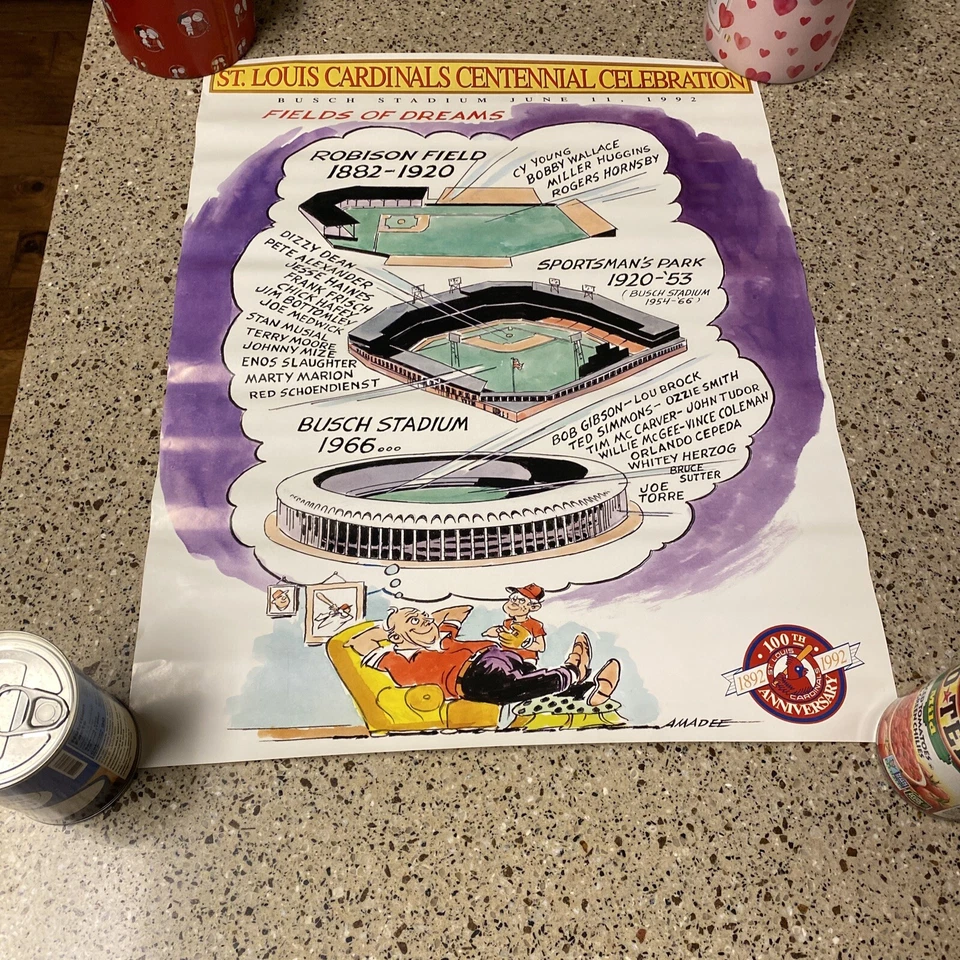 ST. LOUIS CARDINALS Centennial Celebration Vintage Poster 100th Anniversary 1992 - Image 4 of 4