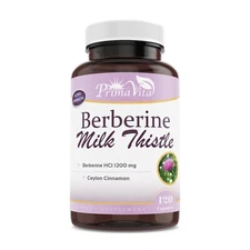 PrimaVita Berberine Milk Thistle with Ceylon Cinnamon, 120 count, 1200mg