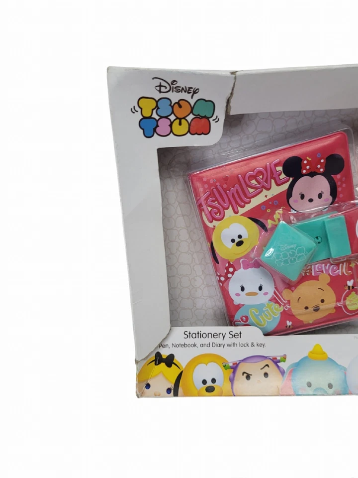 Disney Tsum Tsum Stationary Set Diary w/ Lock, Pen & Notebook 2016 Damaged Box - Image 4 of 4