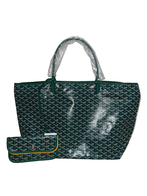 Goyard St Saint Louis GM Green Goyardine Wallet Pouch Tote Handle