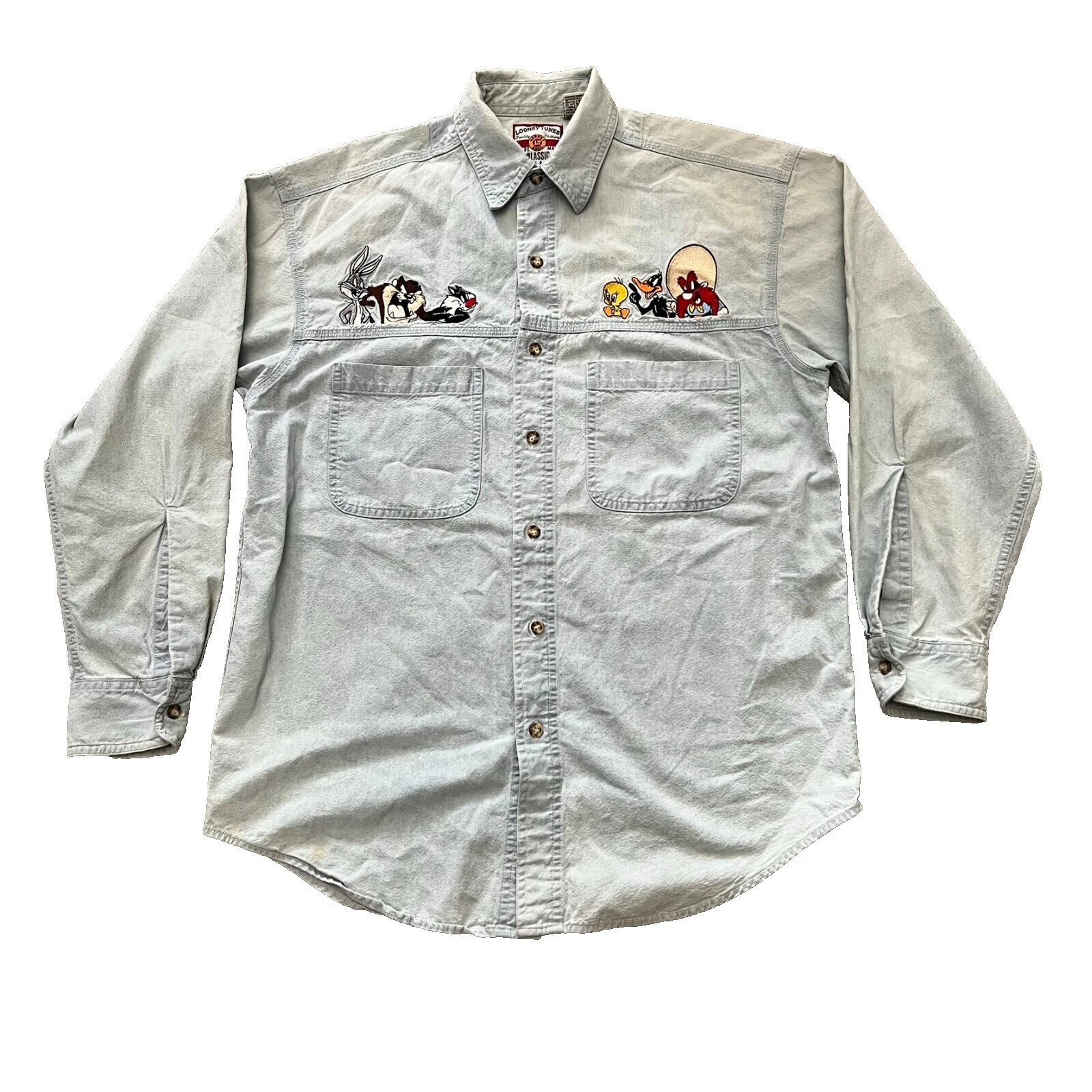 Corte Normal Algodón Looney Tunes Informal Con Botones camisas para hombres