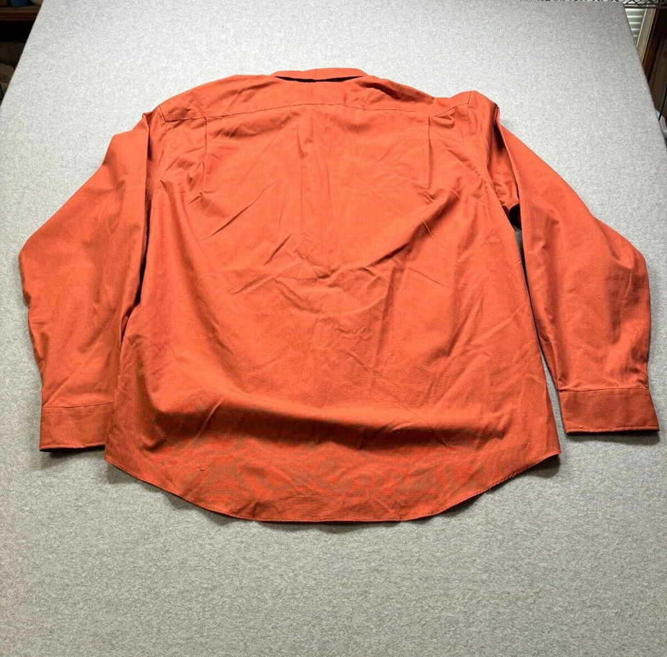 Pronto Uomo Mens Dress Shrit 38/39 Tall 18.5 Non-Iron Burnt Orange - Image 3 of 4