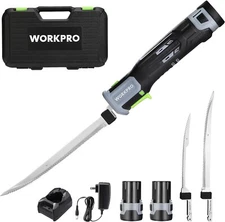 WORKPRO 12V Cordless Electric Fillet Knife with 8'' and 10'' Razor-Sharp Blades