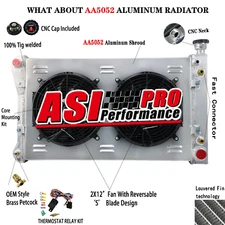 4 Rows Aluminum Radiator+Shroud Fan For 1988-1995 Chevy C/K 1500 2500 3500 5.0L