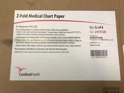 Cardinal Health #2475120 - Z-Folded Chart Paper, Marquette 9402-020, 8 ea/cs