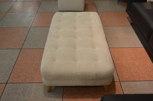 Laze Footstool Large Ottoman Foot Stool in Teddy Oat Fluffy Fabric - Picture 3 of 14