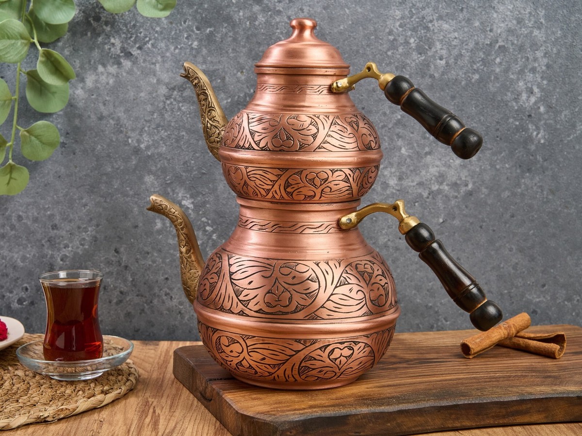 Copper Teapot with Heater, Teapot Warmer Samovar, Tea Maker
