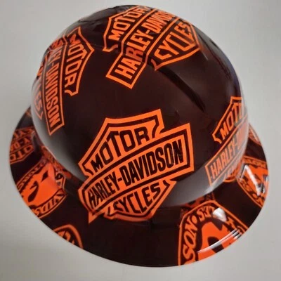 PYRAMEX full brim hard hat custom hydro dipped IN HARLEY DAVIDSON MOTORCYCLE 🏍 EMBLEMS