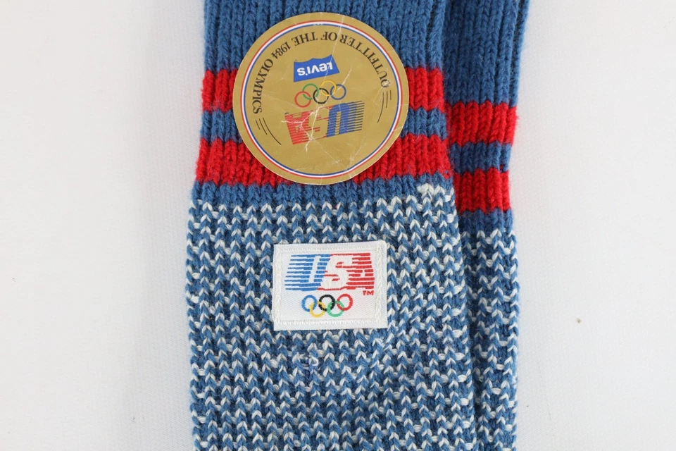 Calcetines tejidos a rayas grandes Deadstock vintage años 80 Levis 1984 Juegos Olímpicos EE. UU. Foto 2 de 4