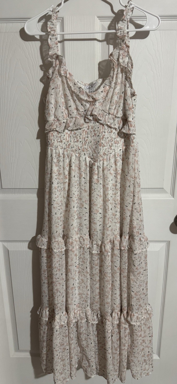 Floral Maxi Dress in Cream and Pink