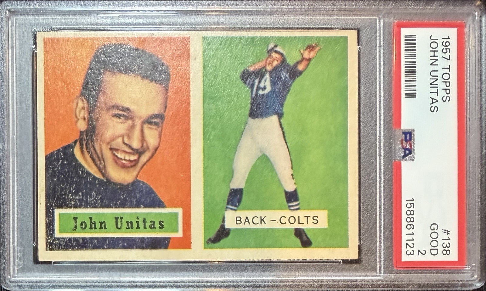 1957 TOPPS JOHN (JOHNNY) UNITAS #138 PSA 2 GOOD view 4