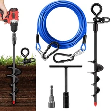 Heavy Duty Dog Tie Out Cable and Stake,16FT Rust Proof Dog Leads Tether for Y...